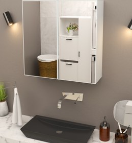 Resim makbulce Lavobo Üstü Aynalı Banyo Dolabı 