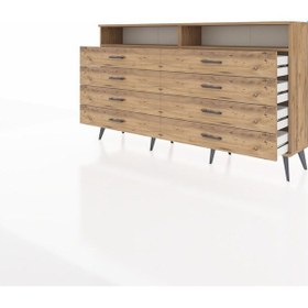 Resim Arges Konsol 2 Raflı 8 Çekmeceli 176x30x99 Çam-çam Çam-çam 