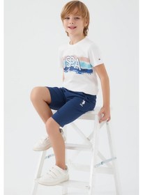 Resim U S Polo Assn Sweet İntense Krem Erkek Çocuk Bermuda Takım 