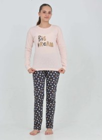 Resim Toontoy Kız Çocuk Big Dream Baskılı Pijama Takım Pudra 