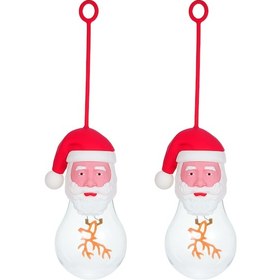 Resim Teltree Noel Dekorasyon Işıkları: Santa Ve Geyik Burunlu Filament Ampuller, 3 Seviye Parlaklık, 500mah Batarya, Type-c Şarj, 2'li Paket 