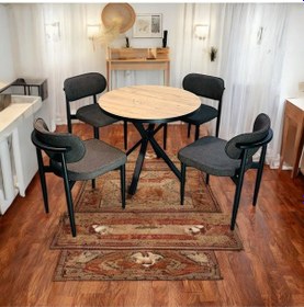 Resim Yeliz Mutfak Masa Takımı 4 Kişilik Ahşap Desenli Yeliz008 Antrasit 