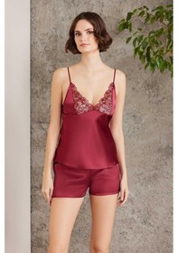 Resim Pierre Cardin 6005 Kadın Bordo Gelin Set 6'lı Saten Takım Bordo 