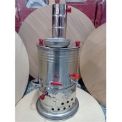 Resim Üzüm Çelik Krom Çift Musluklu Çay Semaveri 