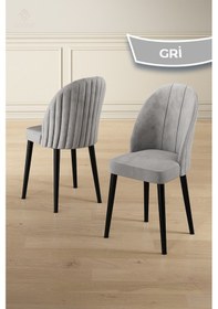 Resim Canisa Mara Serisi 6 Adet 1. Sınıf Babyface Kumaş Siyah Metal Ayak Gri Mutfak Sandalyesi Sandalye Gri Ayak Siyah 