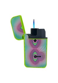 Resim Zengaz Cool Tasarım Jet Alev Çakmak - Trippy Melting Eye Yeşil 