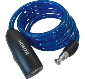 Resim Armor Self Coilik Bisiklet Kilidi Vinily Kaplamalı Örme Çelik Anahtarlı Mavi ( 120CM-8MM ) 