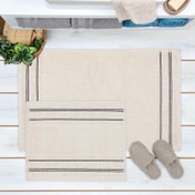 Resim Bluenity Boucle Porto 2'li Banyo Paspası - Ekru- 60x100 cm +50x60 cm 