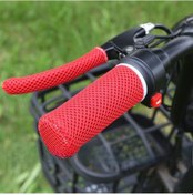 Resim Aubyhe Yazlık Buz Ipi Elektrikli Bisiklet/ Motorsiklet Tutamak Kılıfı - Teri Emici, Havalandırıcı, Evrensel Uyum Kırmızı: 2 Tutamak + 2 Fren Kılıfı 
