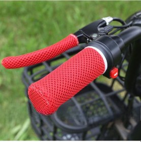 Resim Aubyhe Yazlık Buz Ipi Elektrikli Bisiklet/ Motorsiklet Tutamak Kılıfı - Teri Emici, Havalandırıcı, Evrensel Uyum Kırmızı: 2 Tutamak + 2 Fren Kılıfı 