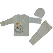 Resim Tunngoo Kız Ve Erkek Bebek Önden Çıtçıtlı Şapkalı Pijama Takımı Sarı Maymun Yeni Doğan 0-3 Ay M45130 