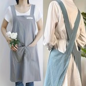 Resim Japon Esintili Bağlamasız Ayarlanabilir Önlük - Cepli ve Bel Kayışlı Polyester Kanvas, Yemek Pişirme, El İşi, Bahçecilik için Minimalist Tasarım - Dayanıklı & Rahat Çok Amaçlı İş Giysisi, Yemek Yapma İçin | Retro Önlük Stili | Dayanıklı Polyester, Vintage Önlük 