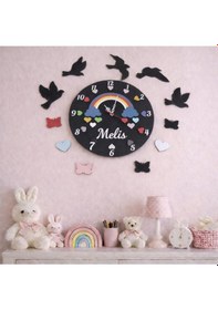 Resim Genç Kız Odası Duvar Saati Kişiye Özel Tasarım No 10036 Çok Renkli 