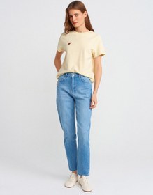 Resim Dilvin 71786 Slim Denim Mom Pantolon-açık Mavi Açık Mavi 