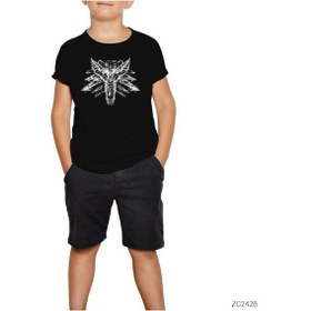 Resim The Witcher Smoke Wolf Siyah Çocuk Tişört Siyah 