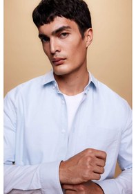 Resim Defacto Regular Fit PoloYaka Oxford Cepli Uzun Kollu Basic Düz Gömlek A8028AX23AUBE723 Mavi 