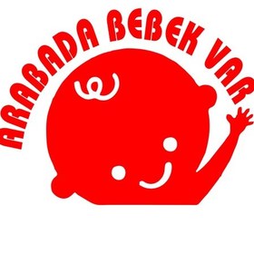 Resim Arabada Bebek Var Oto Sticker Kırmızı 17x13 Cm 