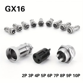 Resim Ağır Hizmet Havacılık Fiş Soketi GX16-2/3/4/5/6/7/8/9/10 Çekirdek Konnektör - Erkeĭ / Dişi Altıgen Somun, Pirinç Pim & Naylon, Kolay Takma Terminal Blöku 