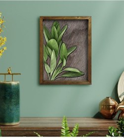 Resim Bk Home Green Plant Tasarımlı Doğal Masif Ahşap Çerçeveli Tablo-4 (551089813) 