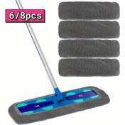 Resim 6/8 Adet 17 İnç Ekstra Büyük Mikrofiber Gri Paspas Pedleri, Evcil Hayvan Tüyü ve Toz Tutucu, Makinede Yıkanabilir, Dayanıklı & Kolay Kurulumlu, Yeniden Kullanılabilir XL Paspaslara Uygun, Evler, Apartmanlar, Yurtlar İçin Temel Temizlik Malzemeleri, Okula Dönüş Sezonu 