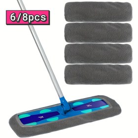 Resim 6/8 Adet 17 İnç Ekstra Büyük Mikrofiber Gri Paspas Pedleri, Evcil Hayvan Tüyü ve Toz Tutucu, Makinede Yıkanabilir, Dayanıklı & Kolay Kurulumlu, Yeniden Kullanılabilir XL Paspaslara Uygun, Evler, Apartmanlar, Yurtlar İçin Temel Temizlik Malzemeleri, Okula Dönüş Sezonu 