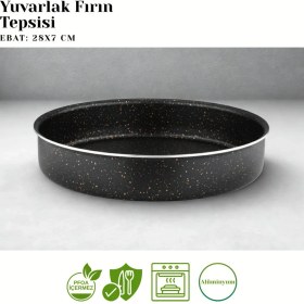Resim Arzu Çelik 28 Cm Granit Yuvarlak Fırın Tepsisi - Siyah 