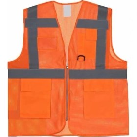 Resim Nzb Mühendis Tipi Ikaz Yeleği Cepli Fosforlu Turuncu 