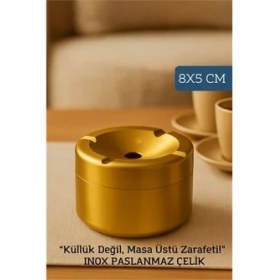 Resim Bosel Inox Gold Paslanmaz Çelik Küllük – 8x 5 cm | Modern, Hijyenik ve Dayanıklı Tasarım 