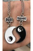 Resim Ikili Ying Yang Best Friends Yazılı Bff Kolye Aksesuar Şık Süs Takı 