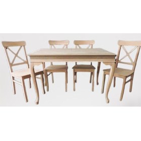 Resim Masa Sandalye Takımı Model Ham Kayın Lükens Aslan Ayak Ve Tabla Çapraz Torna Sandalye El Yapım 