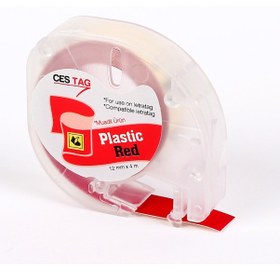Resim Dymo Cestag Plastik Şerit Etiket Kırmızı Muadil 10'luk Paket 