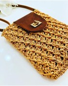 Resim PİNKBAG Handmade Deri Kapaklı Hasır Telefon Çantası 