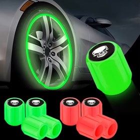 Resim Fluoresan Beyaz Kafatası Luminous Lastik Kapağı Kapak - Arabalar, Motosikletler, Kamyonlar ve Bisikletler için Şık ve Dayanıklı Tekerlek Aksesuarı, Evrensel Uyumluluk, Moda Tasarım, Tekerlek Dekorasyonu 