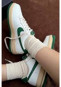 Resim Nike Air Force 1 '07 Unisex Leather Hakiki Deri Sneaker Ayakkabı Beyaz Yeşil Swoosh Beyaz 