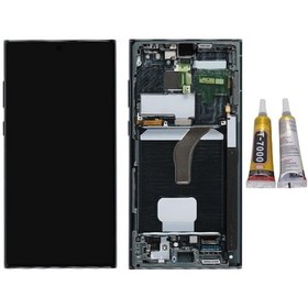 Resim Te Samsung Uyumlu S22 Ultra S908 Uyumlu Çıtalı Lcd Ekran Yeşil + B7000 