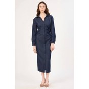 Resim Fever Yanlar Büzgülü Kadın Denim Elbise 352116033 (352116033) 