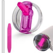 Resim 3 adet 30oz Tumbler Kapaklı Pipet - Sızdırmaz, Sıçramaya Dayanıklı, Pembe ve Şeffaf Tasarım ile Yeniden Kullanılabilir, Bardak ve Seyahat Kupası için İdeal, Seyahat İçecekleri | Modern İçecekler | Dayanıklı İçecekler 