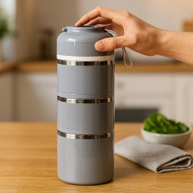 Resim Worthbuy 3 Katlı Paslanmaz Çelik Yemek Termosu 1,65 ml + Termal Çanta 