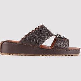 Resim Erkek Hakiki Deri Toka Detaylı Kahverengi Terlik Kahverengi 