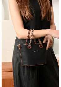 Resim Just Polo Kadın Günlük Kullanıma Uygun Ayarlanabilir Askılı Şık El Ve Omuz Çantası Shopper Ebat: 16 X 21 Cm Siyah - Taba 