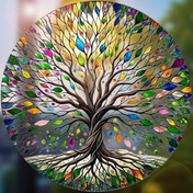 Resim 1 adet, Karavan Pencere Dekorasyon Stickerı, Bitki Serisi Süsleme, Bahar Esintisi, Canlı Yaşam Ağacı, Renkli Desen, Güneş Yakalayıcı, Yapışkan Gerekmez Elektrostatik Emiş Cam Çıkartmaları, Boyalı Cam Resimleri 