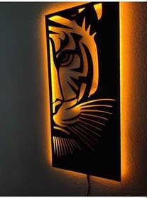 Resim Kaplan Işıklı Tablo 50x25 cm Ledli Duvar Dekorasyon Tablosu, kaplannew 