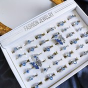 Resim 4/10 Adet Moda Yaratıcı Basit Lüks Kalp Ayışığı Sentetik Zirkonya Mavi Şık Açık Yüzük Seti Üst Üste Takılabilir Kombinasyon 