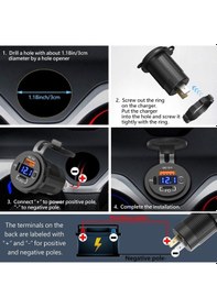 Resim Mellifera Bir Usb Type-a Ve Bir Usb Type-c Şarj Cihazı Voltmetreli - On-off Anahtarlı - Mavi Işıklı 