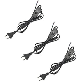 Resim Mena Rise 3 Adet Fişli Anahtarlı Arapuarlı Hazır Kablo | 2 Metre, 0.50 Mm² Siyah | Aplik,, Masa Lambası, LED Trafosu Için Pratik Uzatma Kablosu (3) 