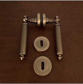 Resim Osmanlı Handles Zk37 Antik Sarı Zamak Yuvarlak Rozetli Oda Kapı Kolu 3 Takım 