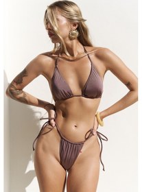 Resim Mai Collection Mai Studios Co. Cahya Bağlamalı Kahve Üçgen Bikini Üstü Kahve 
