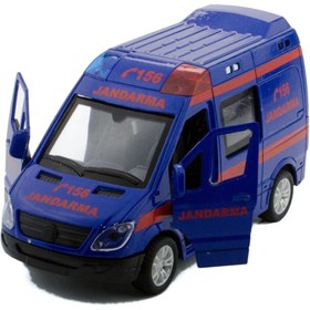 Resim Ap-28 Diecast Metal 156 Jandarma Mercedes Sprinter Çek Bırak Işıklı Siren Sesli 14 cm 