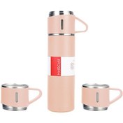 Resim Hangfox 304 Çelik Isı Yalıtımlı Termos Seti, 500ml, Dış Mekan Ve Araç İçin, 3 Bardaklı, Sıcak/soğuk Saklama, Dayanıklı Ve Terlenmeyen Siyah 