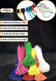 Resim Hane Dostu 4 Boy ve Renk 30 Parça Plastik Kablo Düzenleyici Kelepçe Seti 